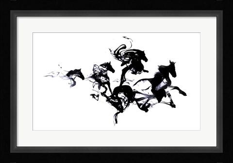 Framed Black Horses Print