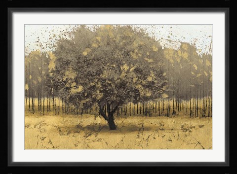 Framed Golden Trees I Taupe Print
