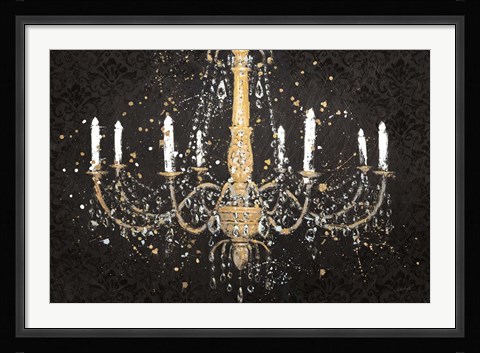 Framed Grand Chandelier Black I Print