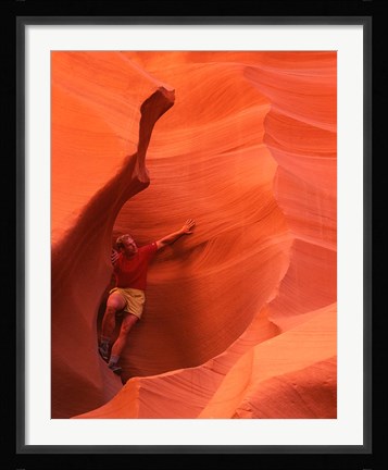 Framed Smooth Sandstone Travel, Lower Antelope Canyon, Arizona Print