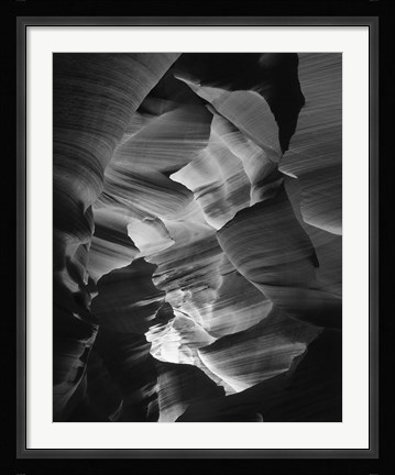 Framed Red Sandstone Walls, Lower Antelope Canyon (Black &amp; White) Print