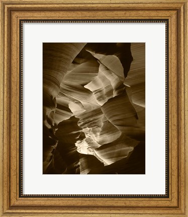 Framed Red Sandstone Walls, Lower Antelope Canyon (Sepia) Print