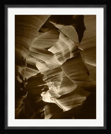 Framed Red Sandstone Walls, Lower Antelope Canyon (Sepia) Print