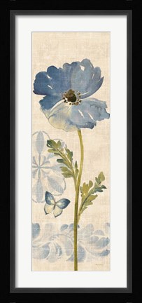 Framed Watercolor Poppies Blue Panel II Print