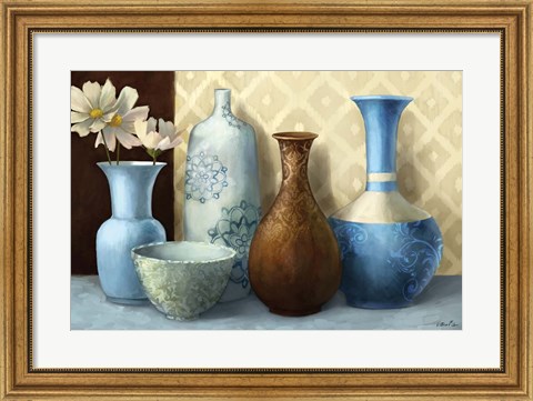 Framed Soft Blue Vase Print