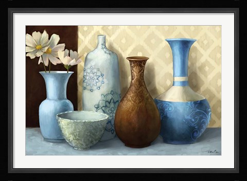 Framed Soft Blue Vase Print