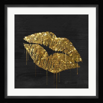 Framed Golden Lips Print