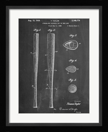 Framed Baseball Bat 2 Print
