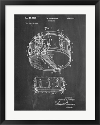 Framed Snare Drum (Thompson) Print