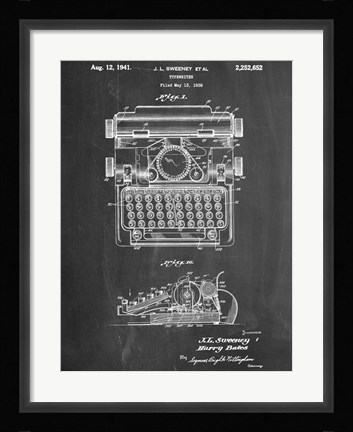 Framed Typewriter CH Print