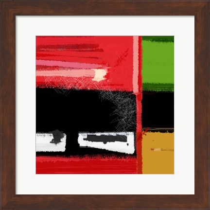 Framed Red And Green Square Print