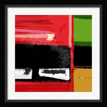 Framed Red And Green Square Print