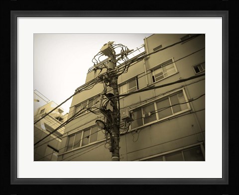 Framed Tokyo City Electric Pole Print