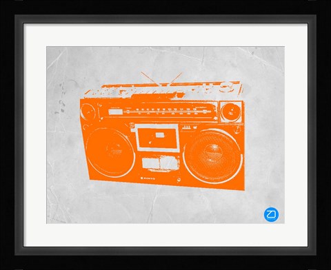 Framed Orange Boom Box Print