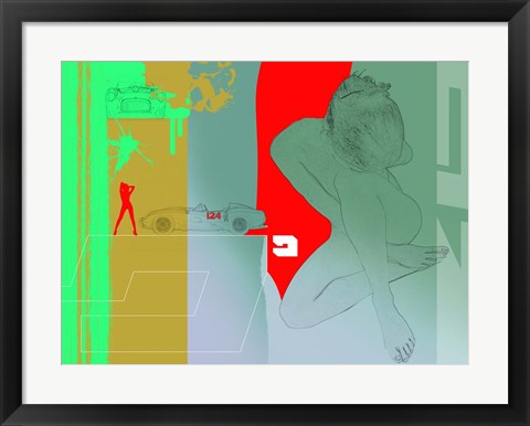 Framed Ferrari And A Girl Print