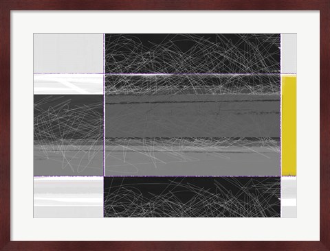 Framed Abstract Grey and Yellow Print
