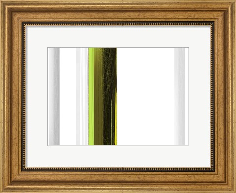 Framed Abstract Green on White Print