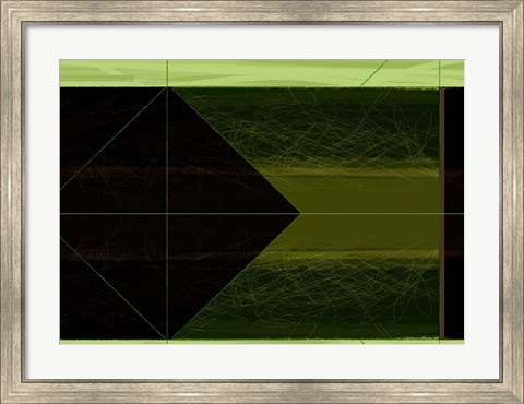 Framed Abstract Green Cone Print