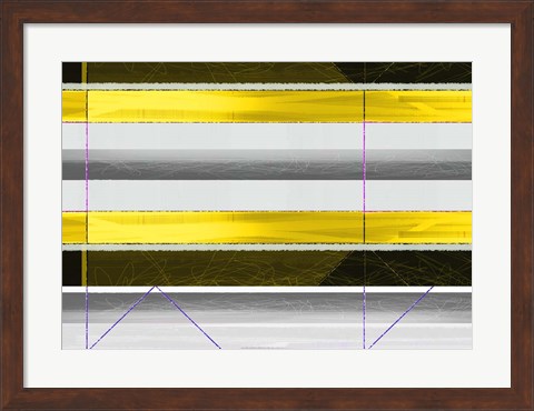 Framed Abstract Yellow Parallels Print