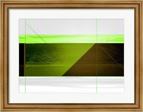 Framed Abstract Brown and Green Print
