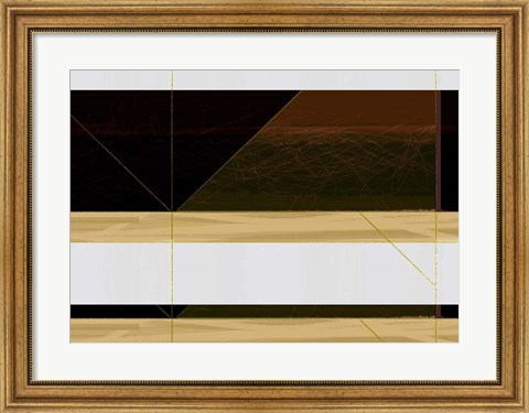 Framed Abstract  Brown and White Print