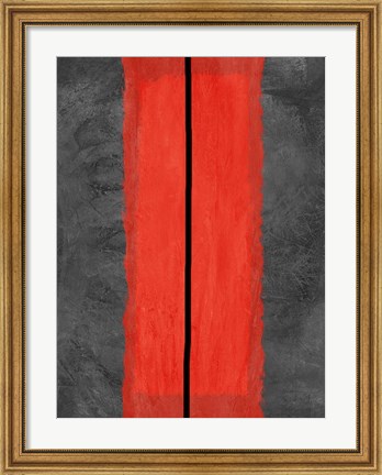 Framed Grey and Red Abstract 5 Print