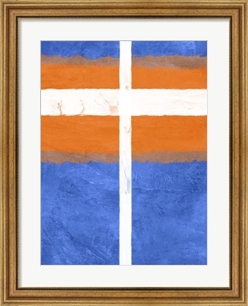 Framed Blue and Orange Abstract Theme 3 Print