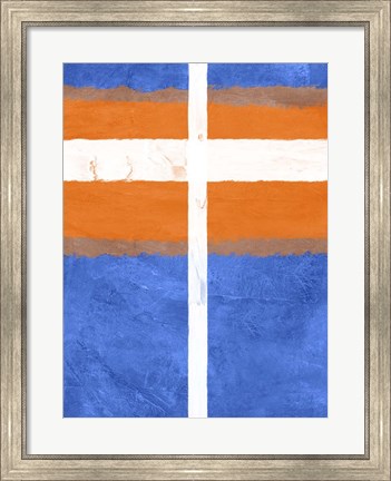Framed Blue and Orange Abstract Theme 3 Print