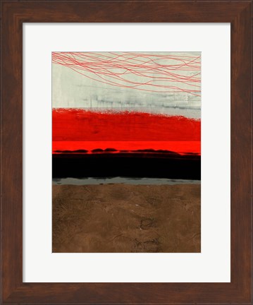 Framed Abstract Stripe Theme Brown Print