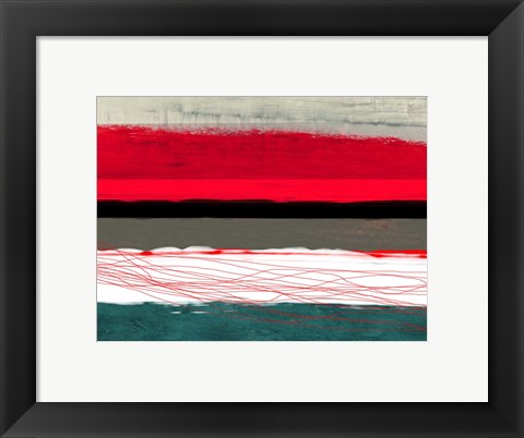 Framed Abstract Stripe Theme Red Grey and White Print