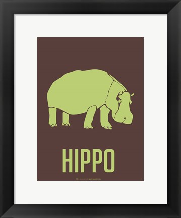 Framed Hippo Green Print