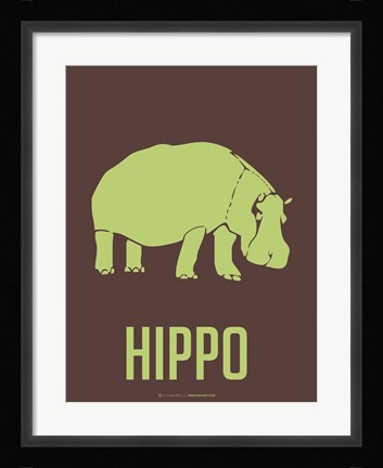 Framed Hippo Green Print