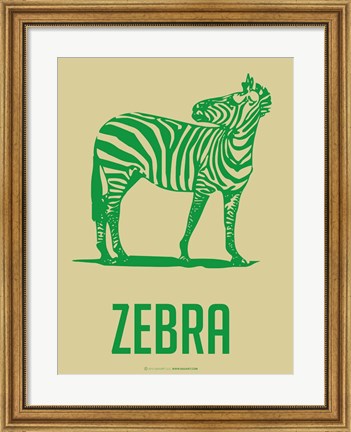 Framed Zebra Green 2 Print