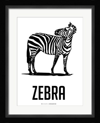 Framed Zebra Black Print