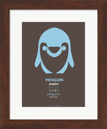 Framed Blue Pinguin Multilingual Print