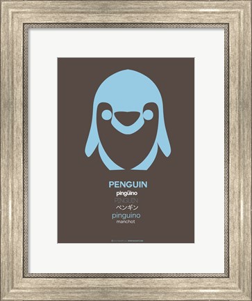 Framed Blue Pinguin Multilingual Print