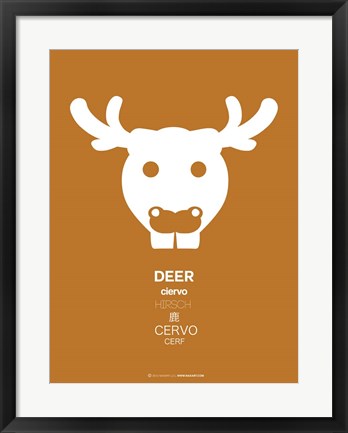 Framed White Moose Multilingual Print