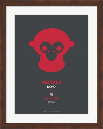 Framed Red Mokey Multilingual Print