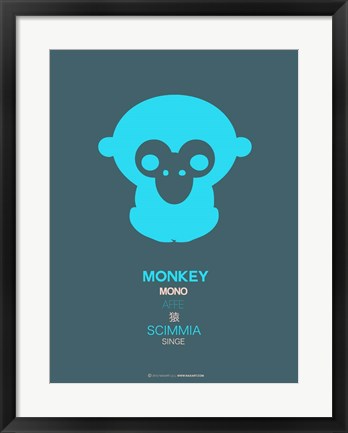 Framed Blue Monkey Multilingual Print