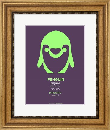 Framed Green Penguin Multilingual Print