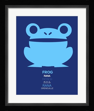 Framed Blue Frog Multilingual Print