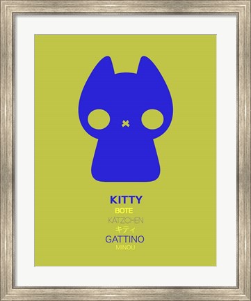 Framed Blue Kitty Multilingual Print