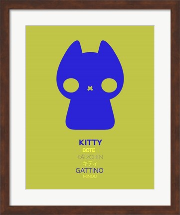 Framed Blue Kitty Multilingual Print