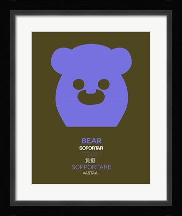 Framed Purpple Bear Multilingual Print