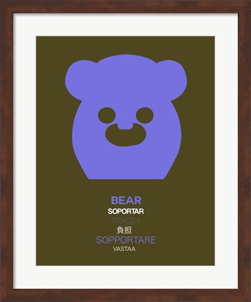 Framed Purpple Bear Multilingual Print