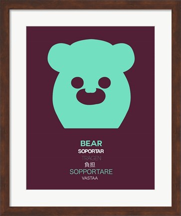 Framed Green Bear Multilingual Print