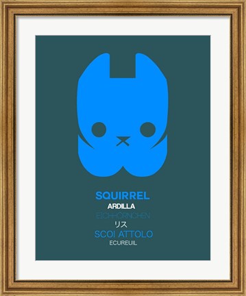 Framed Blue Squirrel Multilingual Print