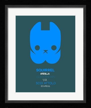 Framed Blue Squirrel Multilingual Print