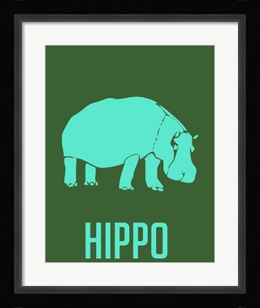 Framed Hippo Blue Print
