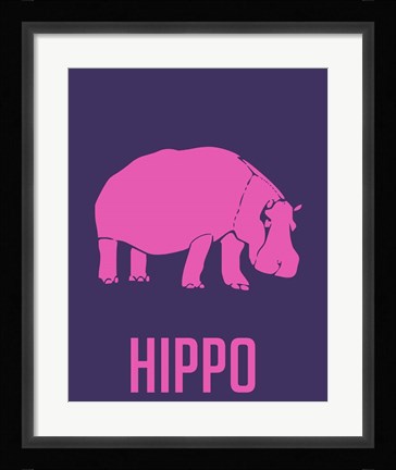 Framed Hippo Pink Print